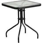 Flash Furniture 23.5 in. Square Tempered Glass Metal Table