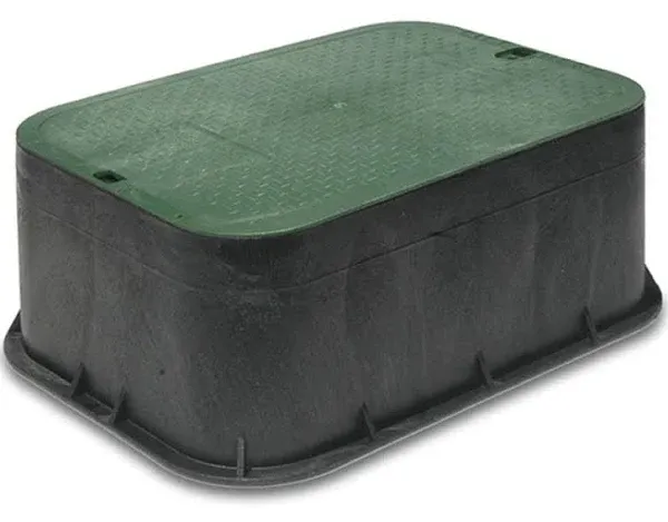 NDS 14 in. X 19 in. Rectangular Valve Box Extension and Cover, Black Extension, Green ICV Cover 115