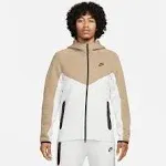 Nike Men's Sportswear Tech Fleece Windrunner Full Zip Hoodie, White Khaki Black / XL