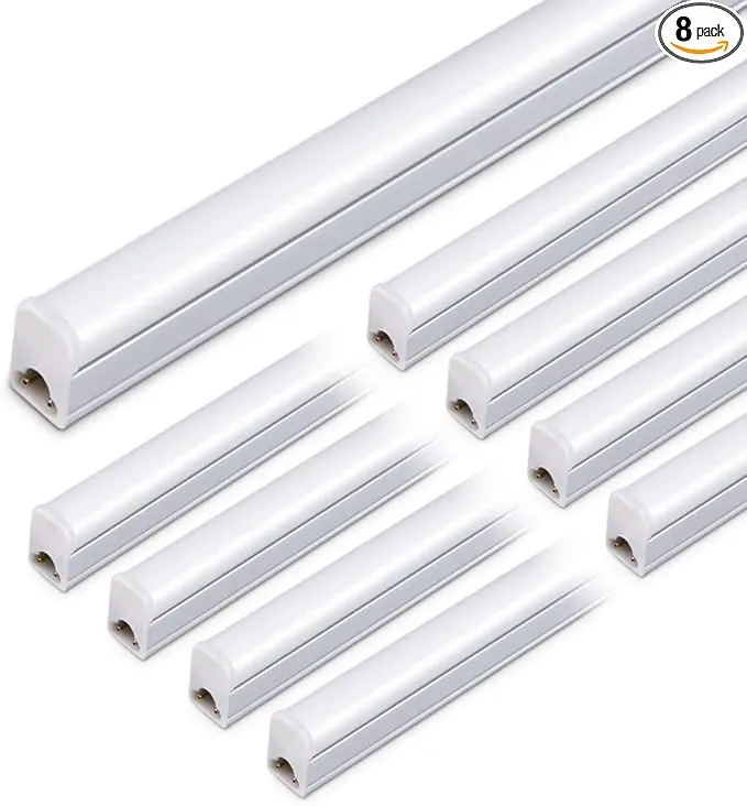 Kihung (8 Pack) LED T5 3FT Tube Light Fixture, 15W, 1800Lm, 6500K, 3 Foot Linkab