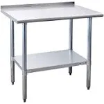 HALLY SINKS & TABLES H Hally Stainless Steel Table for Prep & Work 24 x NSF Commercial Heavy Duty Table with Undershelf and Backsplash for Restaurant