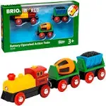 BRIO World Battery Operated Action Train for Kids Age 3 Years Up - Wooden Railway Set Add On Accessories