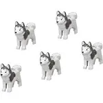 LEGO Animal: Arctic Siberian Husky Dog Minifigure (Pack of 5 for Sled Team)