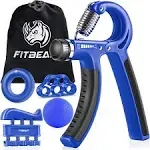 FitBeast Hand Grip Strengthener Workout Kit (5 Pack) Forearm Grip Adjustable Resistance Hand Gripper, Finger Exerciser, Finger Stretcher, Grip