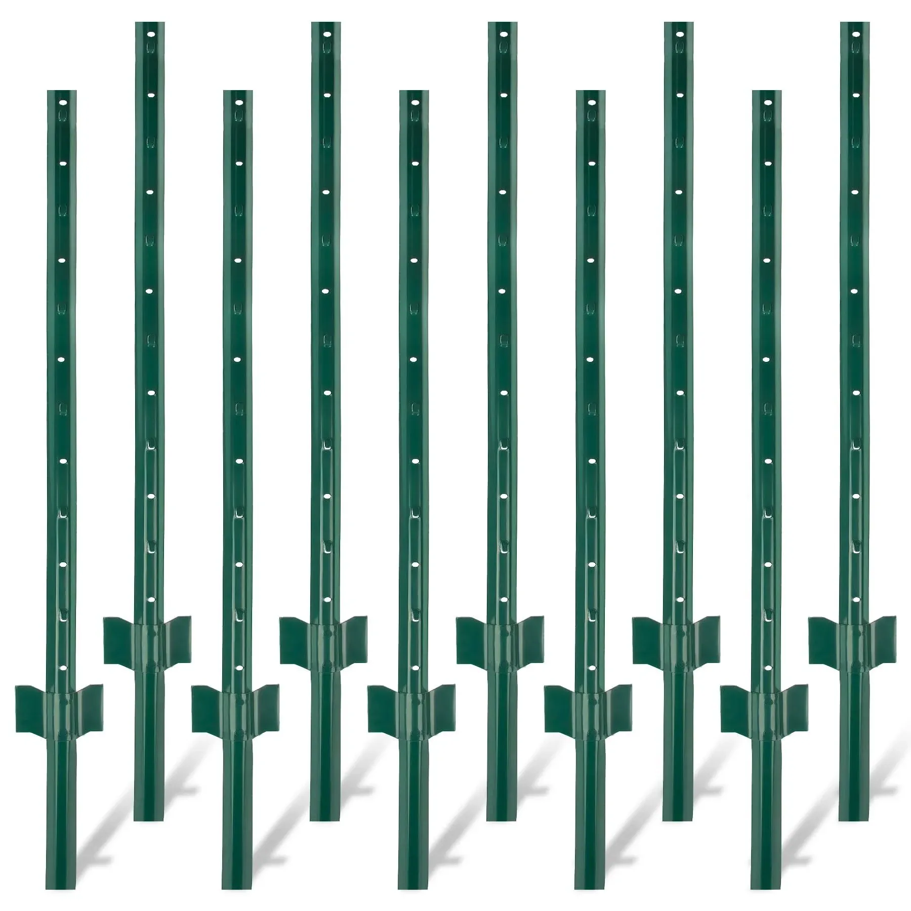 Toriexon Fence Posts 4Feet - 10Pack, Heavy Duty Metal Fence Post with U-Channel, Steel Fence U-Post for Holding Garden Wire Fence, Corner Anchor