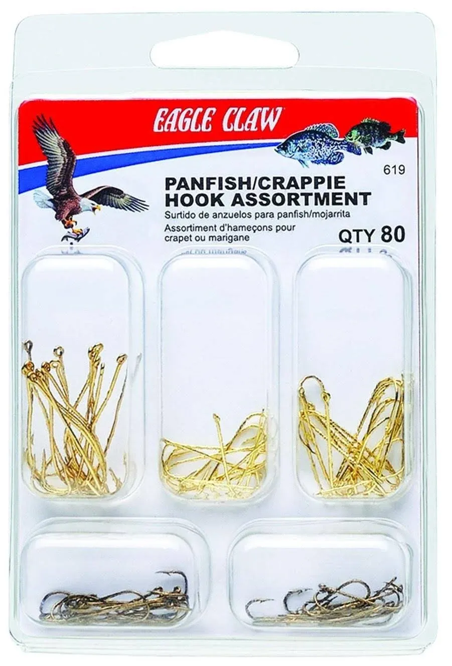 Eagle Claw Crappie/Bream Assortment Hook Pack of 80 Hooks 616H