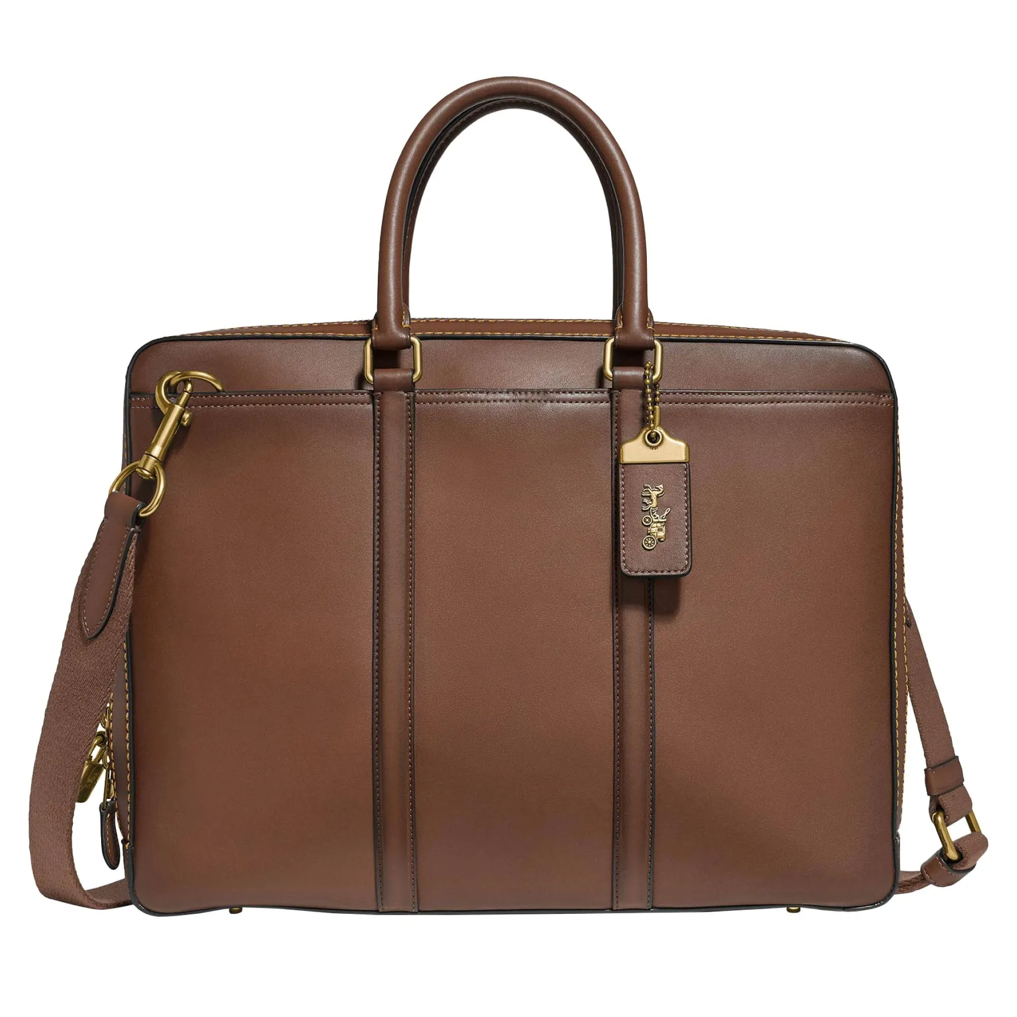 Coach Men's Metropolitan Slim Brief Briefcases - Saddle/brass