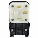 Leviton 8452-P 50 Amp, 250 Volt- 3PY, Straight Blade, Plug, Industrial Grade, Grounding, Angle, Black