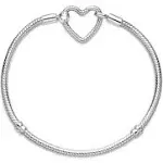 Pandora Moments Heart Closure Snake Chain Bracelet