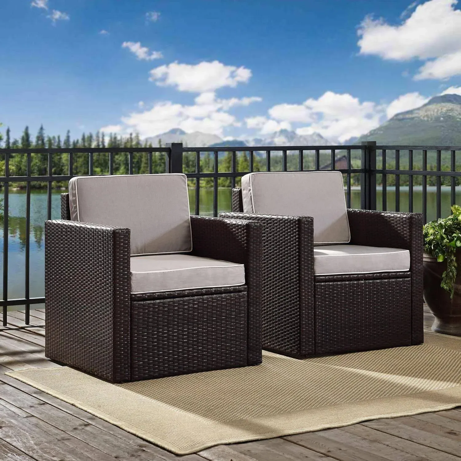 Crosley Furniture Palm Harbor 2-Piece Outdoor Wicker Chair Set