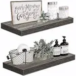  Bathroom Shelves 24 inches Long Wall Shelf 24 x 9 inch Set of 2, 23.6&#034; D. Grey