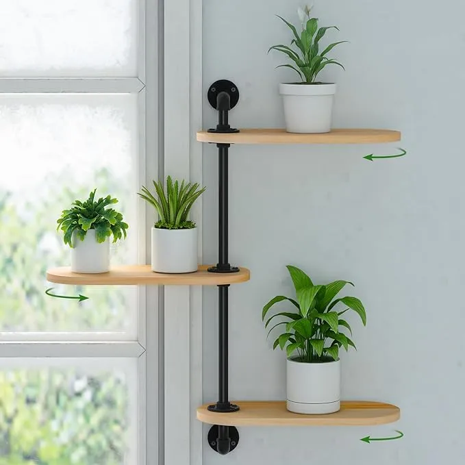 Window Rotating Plant Shelf - 2-Tier Wooden Indoor Plant Stand, 16 inches for Optimal Light Exposure, Wooden Window Shelf for Small Spaces - Ideal for Growing Herbs, Flower Pot Organizer and Storage