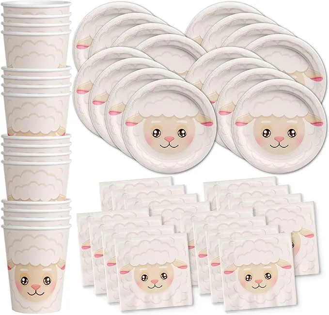 Birthday Galore Sheep Birthday Party Supplies Set Plates Napkins Cups Tableware ...