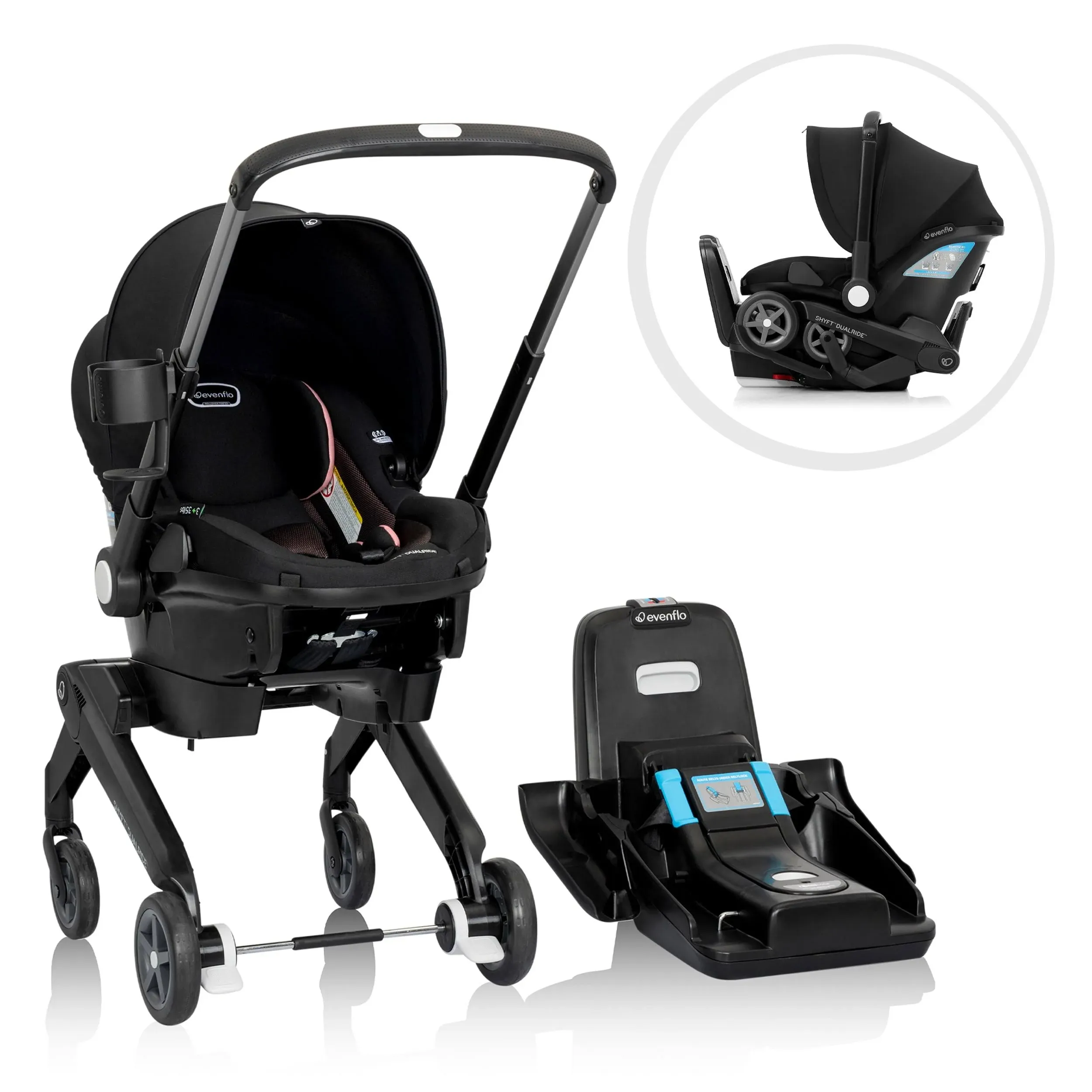 Evenflo Shyft DualRide Infant Car Seat Stroller Combo, Ayer