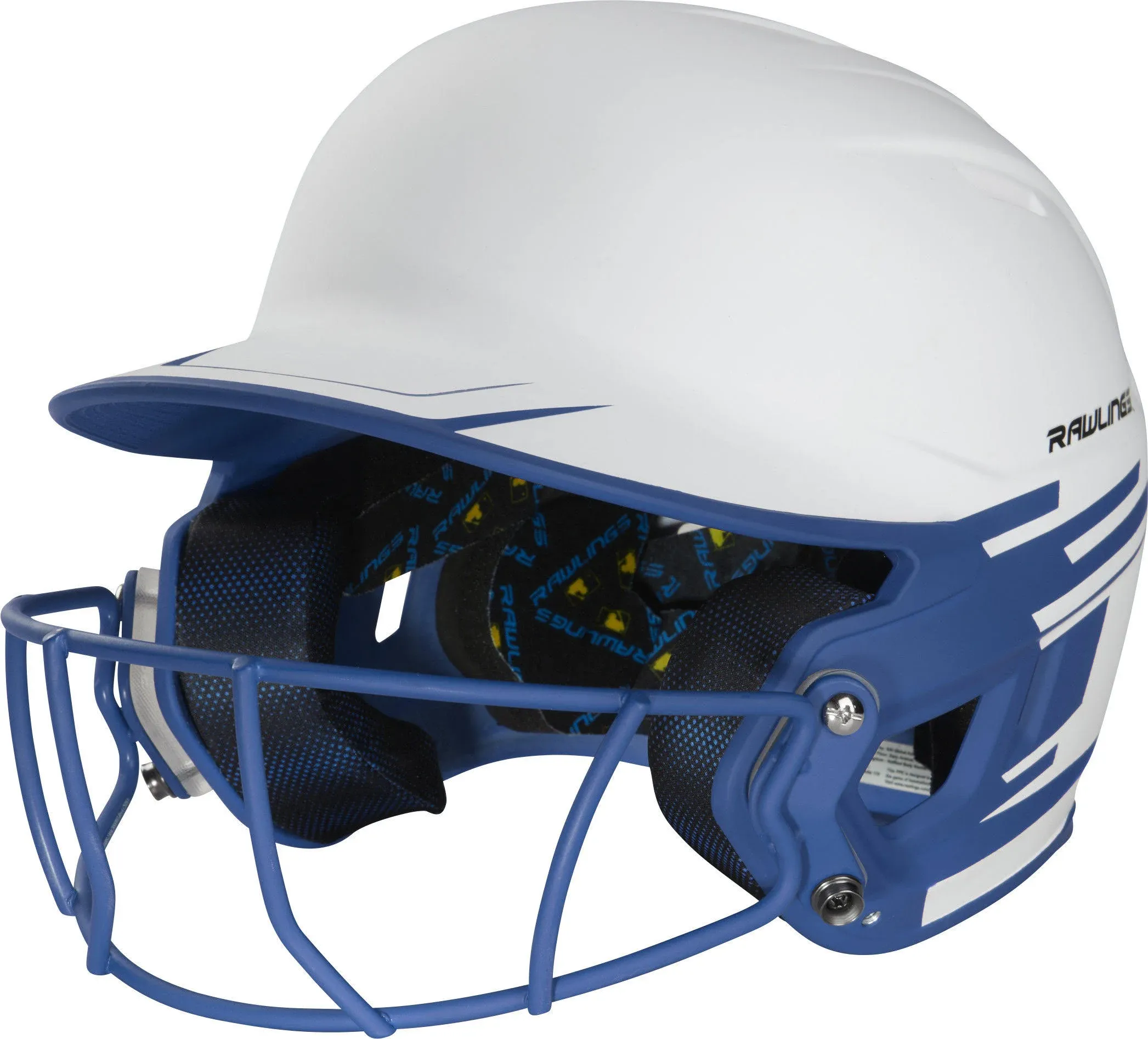 Rawlings Mach Ice Softball Batting Helmet, Senior White/Royal