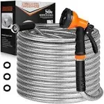 HDKing Garden Hose 50 ft - Flexible Metal Hose with 10 Function Nozzle, Kink Free, Lightweight, Durable, Crush Resistant Fitting